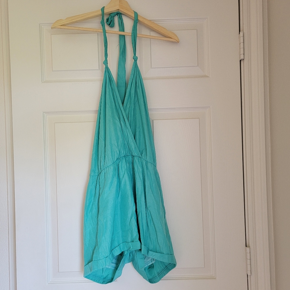 Turquoise backless romper - versatile - Size XS